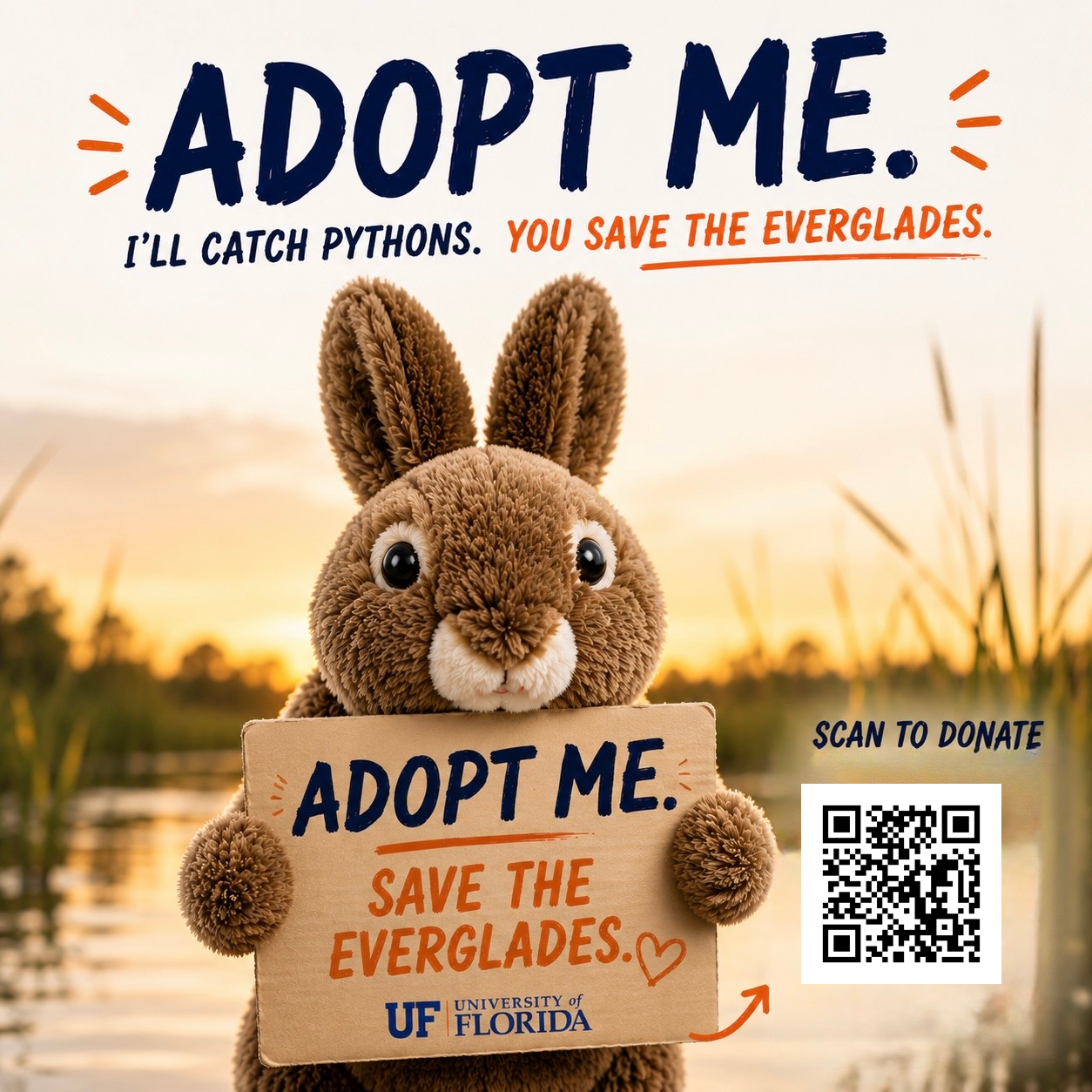 Adopt Me — I'll catch pythons. You save the Everglades. Donation flyer for Project Hopper.